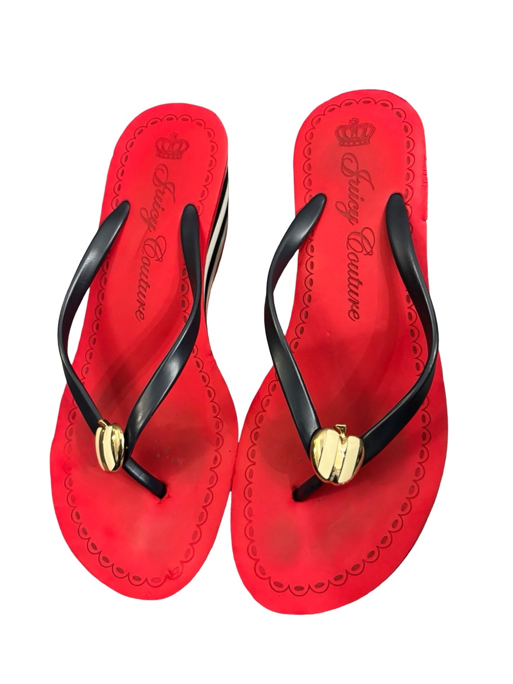 Juicy Couture Red Nautical Wedge Y2K Sandal Flip Flops Size 10 - Picture 4 of 10